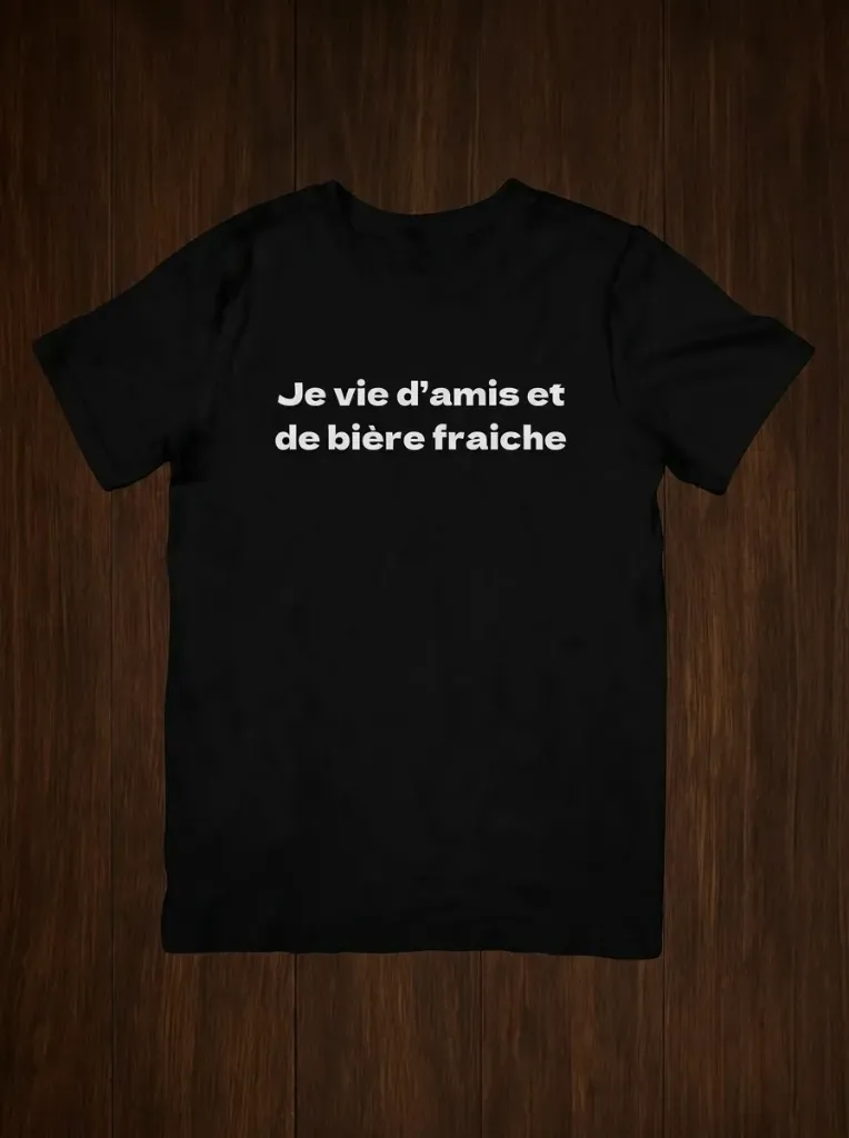 T shirt Je vie d'amis et de bière fraiche